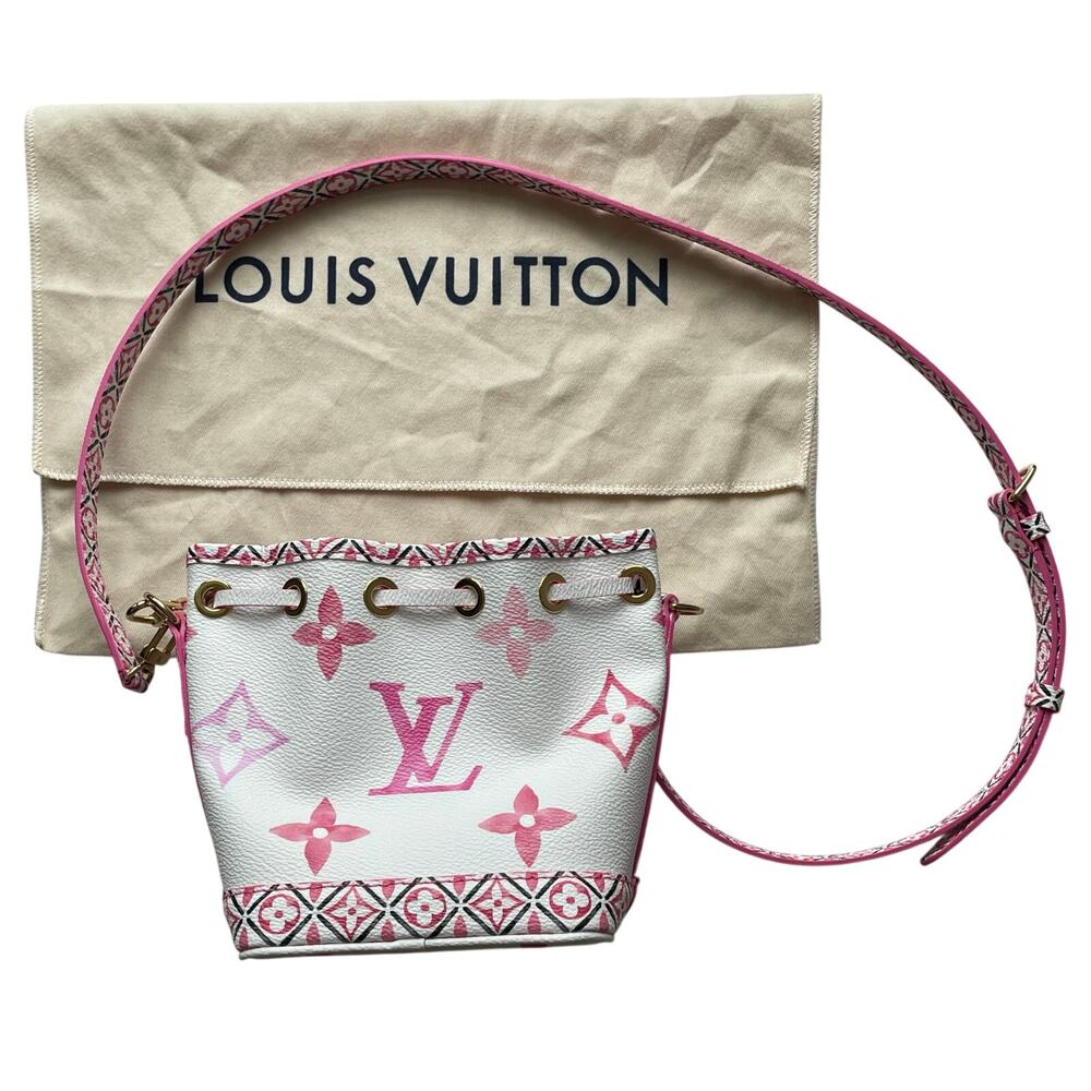 Louis Vuitton Noe Handbag Nano By The Pool Monogram Watercolor Pink White - Picture 2 of 10